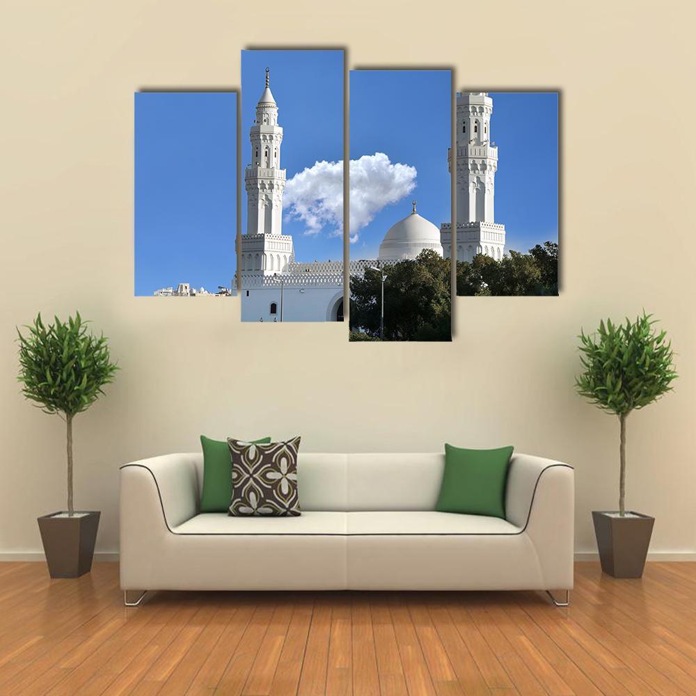 Qiblatain Mosque In Medinah Canvas Wall Art-4 Pop-Gallery Wrap-50" x 32"-Tiaracle