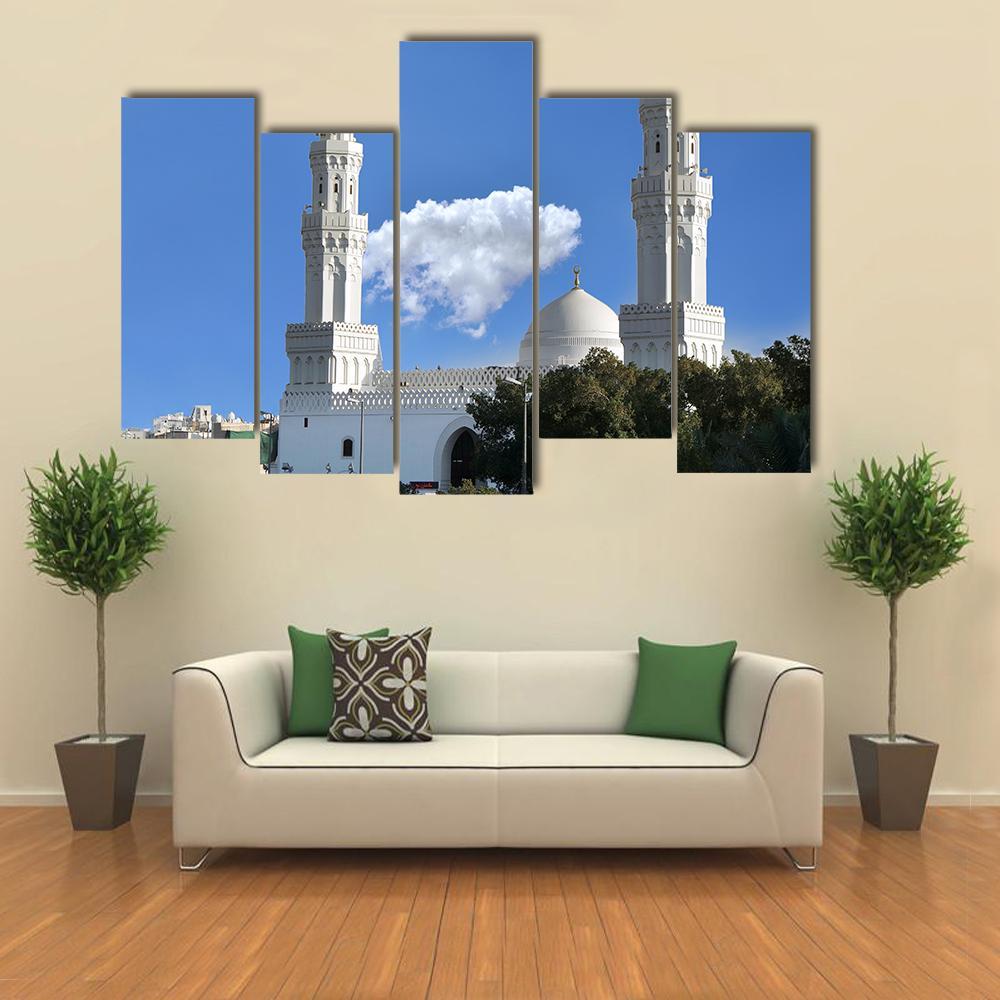 Qiblatain Mosque In Medinah Canvas Wall Art-5 Pop-Gallery Wrap-47" x 32"-Tiaracle