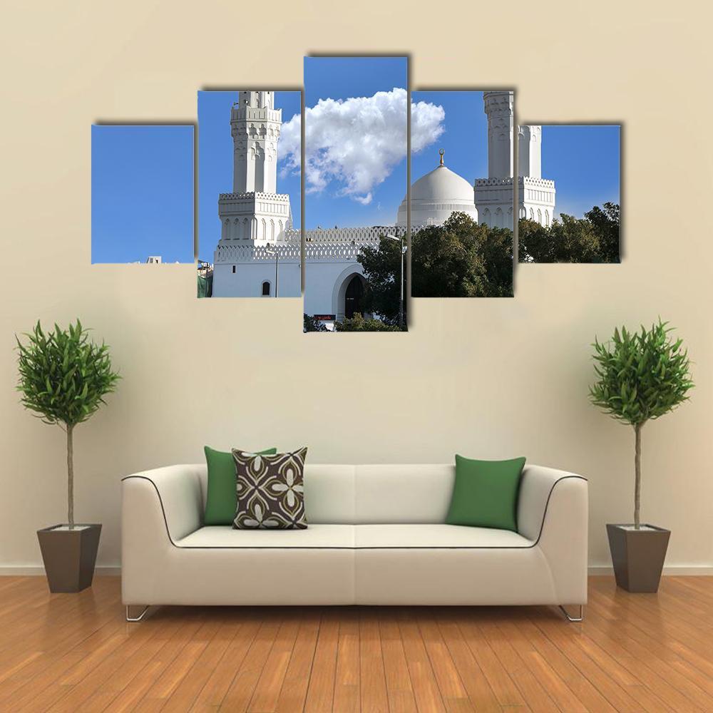 Qiblatain Mosque In Medinah Canvas Wall Art-5 Star-Gallery Wrap-62" x 32"-Tiaracle
