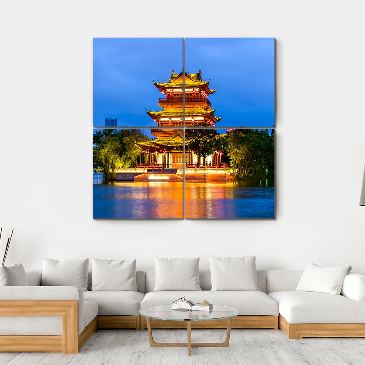 Qingjiang Pu Building Huaian Canvas Wall Art-4 Square-Gallery Wrap-17" x 17"-Tiaracle