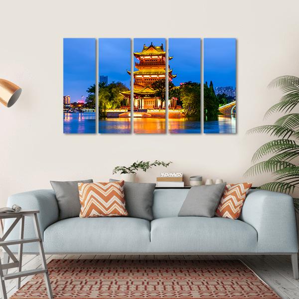 Qingjiang Pu Building Huaian Canvas Wall Art-5 Horizontal-Gallery Wrap-22" x 12"-Tiaracle