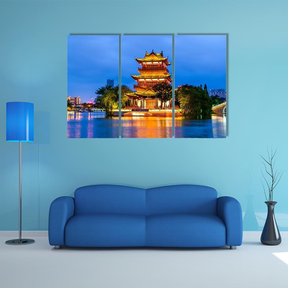 Qingjiang Pu Building Huaian Canvas Wall Art-3 Horizontal-Gallery Wrap-37" x 24"-Tiaracle