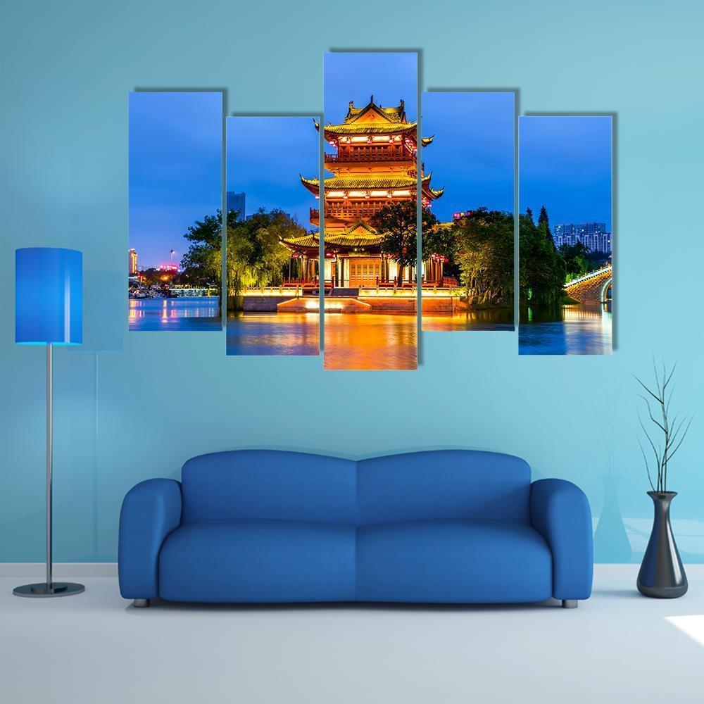 Qingjiang Pu Building Huaian Canvas Wall Art-5 Pop-Gallery Wrap-47" x 32"-Tiaracle