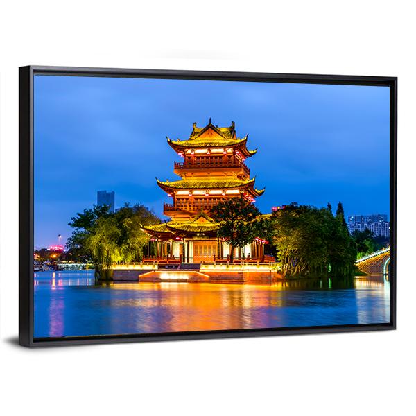 Qingjiang Pu Building Huaian Canvas Wall Art-3 Horizontal-Gallery Wrap-25" x 16"-Tiaracle