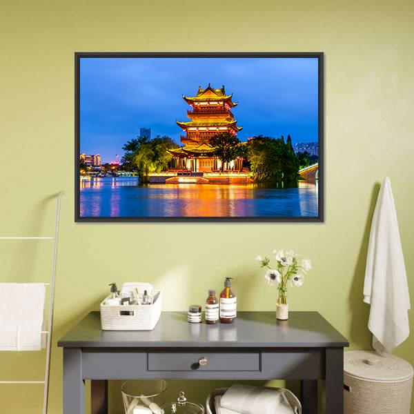 Qingjiang Pu Building Huaian Canvas Wall Art-3 Horizontal-Gallery Wrap-25" x 16"-Tiaracle