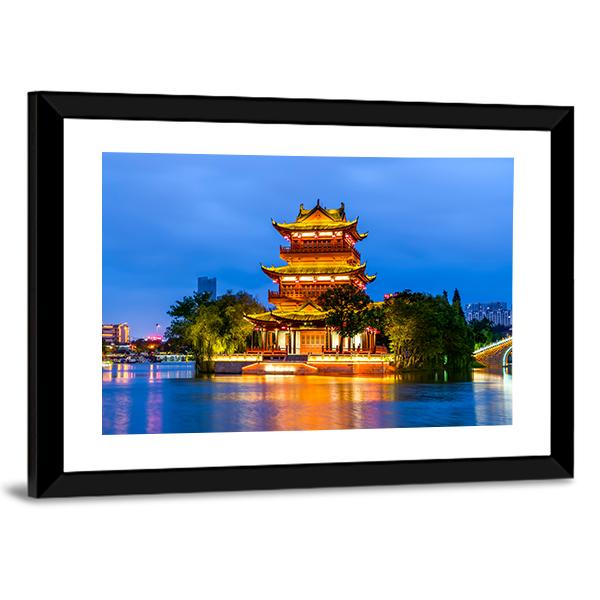 Qingjiang Pu Building Huaian Canvas Wall Art-3 Horizontal-Gallery Wrap-25" x 16"-Tiaracle