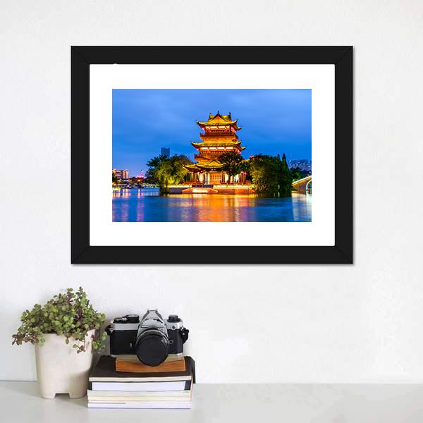 Qingjiang Pu Building Huaian Canvas Wall Art-3 Horizontal-Gallery Wrap-25" x 16"-Tiaracle