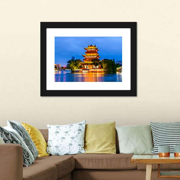 Qingjiang Pu Building Huaian Canvas Wall Art-1 Piece-Framed Print-20" x 16"-Tiaracle