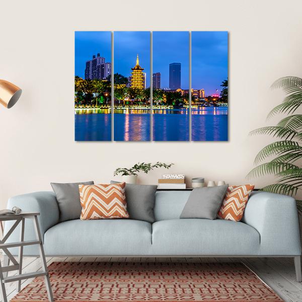 Qingjiangpu Building Huai'an Canvas Wall Art-4 Horizontal-Gallery Wrap-34" x 24"-Tiaracle