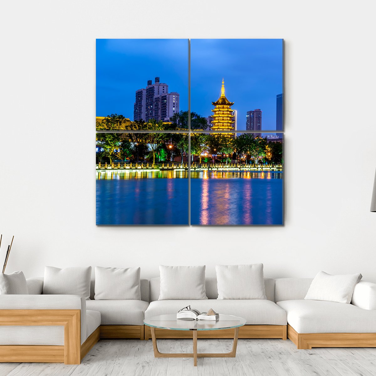 Qingjiangpu Building Huai'an Canvas Wall Art-4 Square-Gallery Wrap-17" x 17"-Tiaracle