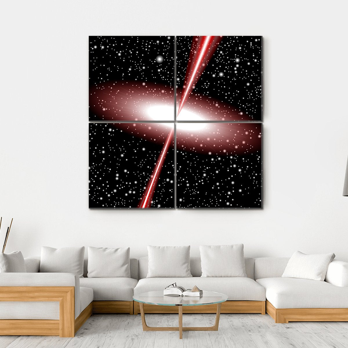 Quasar Red Vector Canvas Wall Art-4 Square-Gallery Wrap-17" x 17"-Tiaracle