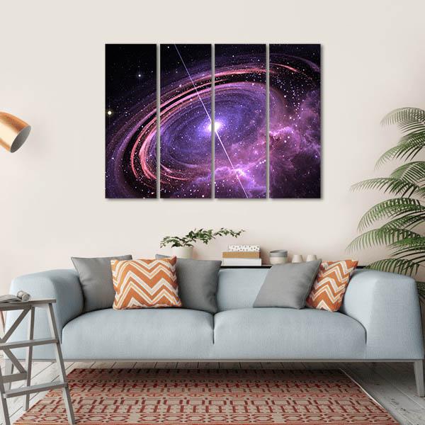 Quasar Surrounded By An Orbiting Accretion Disk Of Gas Canvas Wall Art-4 Horizontal-Gallery Wrap-34" x 24"-Tiaracle