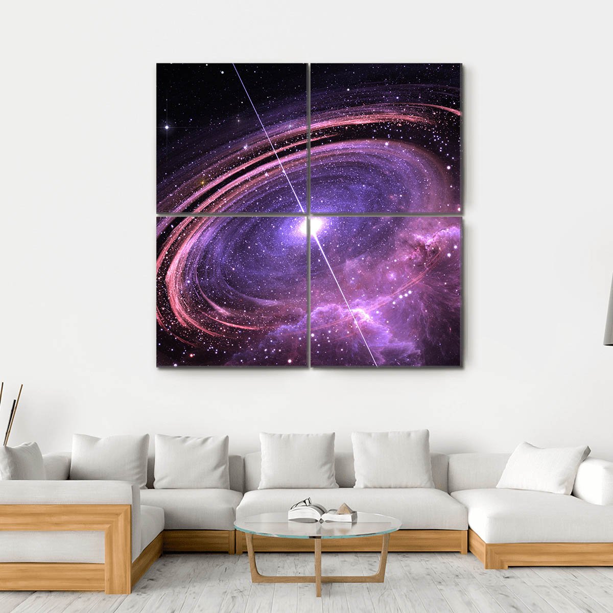 Quasar Surrounded By An Orbiting Accretion Disk Of Gas Canvas Wall Art-4 Square-Gallery Wrap-17" x 17"-Tiaracle