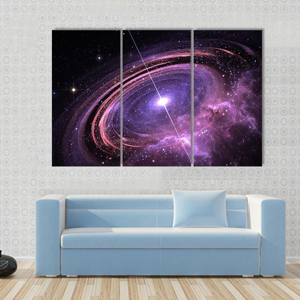 Quasar Surrounded By An Orbiting Accretion Disk Of Gas Canvas Wall Art-5 Pop-Gallery Wrap-47" x 32"-Tiaracle