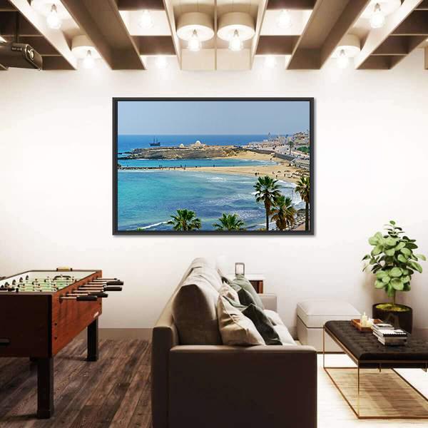 Quay In Monastir Canvas Wall Art-3 Horizontal-Gallery Wrap-25" x 16"-Tiaracle