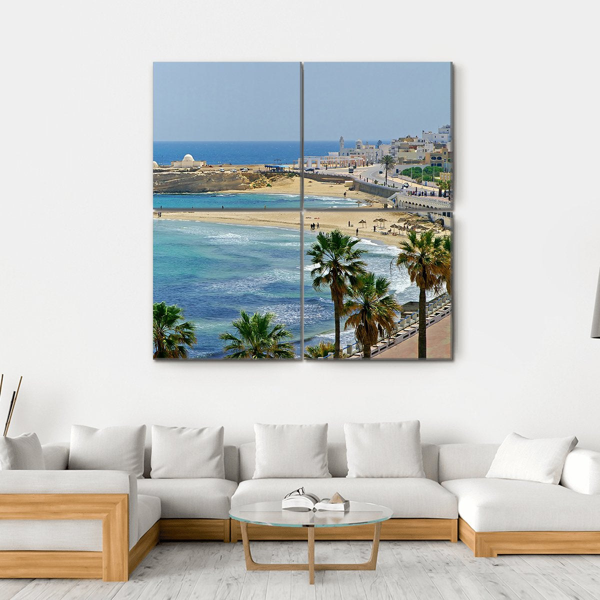 Quay In Monastir Canvas Wall Art-4 Square-Gallery Wrap-17" x 17"-Tiaracle
