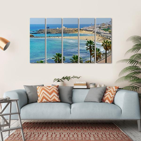 Quay In Monastir Canvas Wall Art-5 Horizontal-Gallery Wrap-22" x 12"-Tiaracle