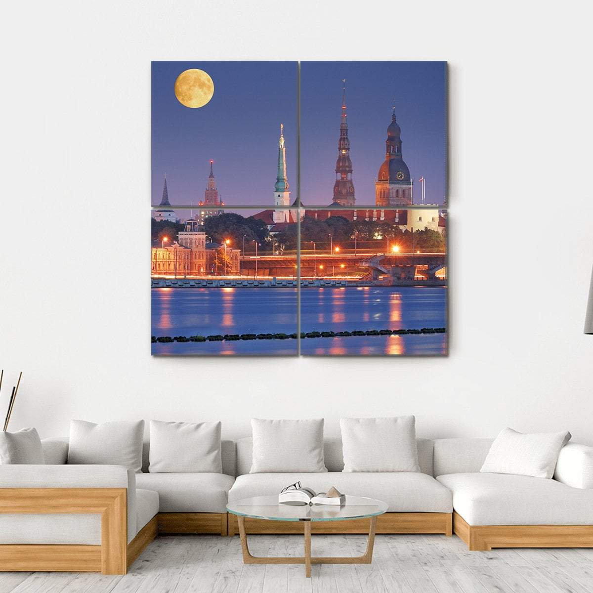 Quay Of Daugava River In Riga Canvas Wall Art-4 Square-Gallery Wrap-17" x 17"-Tiaracle