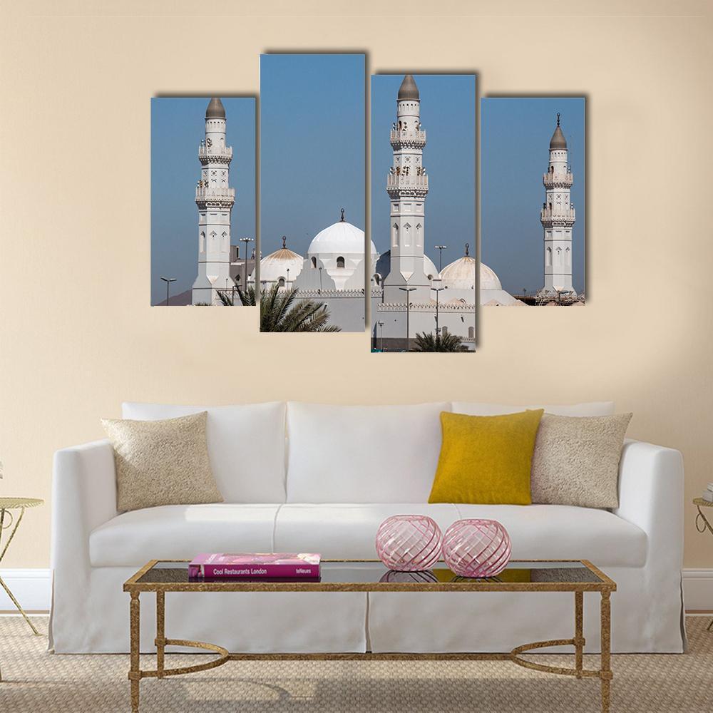 Quba Mosque In Al Medinah Canvas Wall Art-3 Horizontal-Gallery Wrap-37" x 24"-Tiaracle