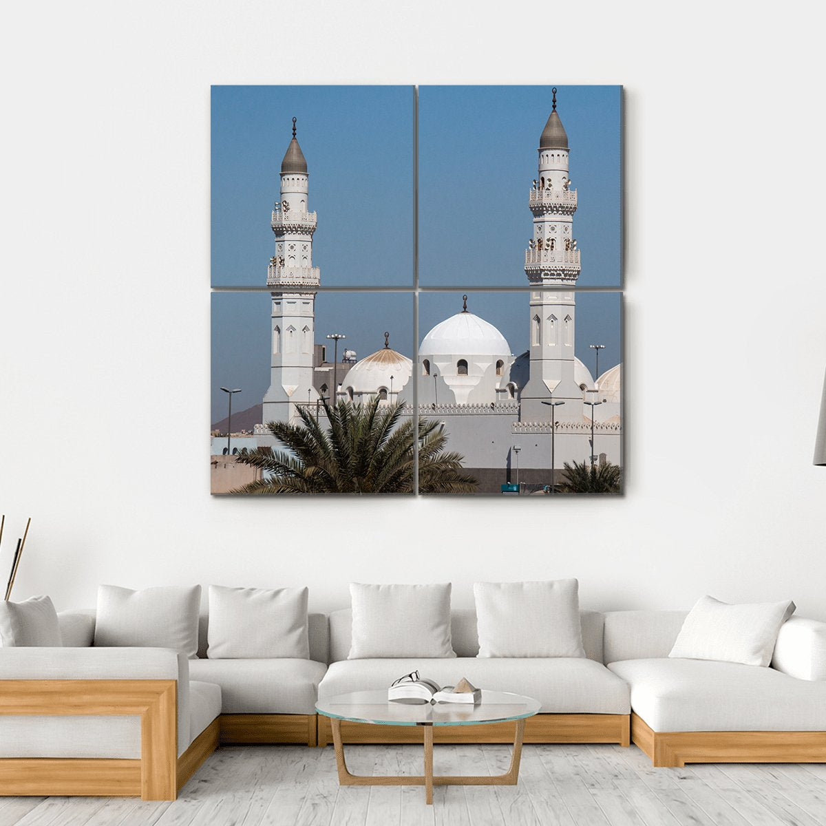 Quba Mosque In Al Medinah Canvas Wall Art-4 Square-Gallery Wrap-17" x 17"-Tiaracle