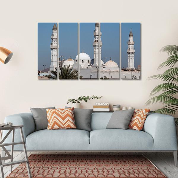 Quba Mosque In Al Medinah Canvas Wall Art-5 Horizontal-Gallery Wrap-22" x 12"-Tiaracle