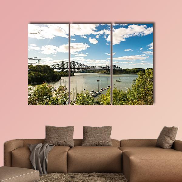 Quebec City Bridge In Canada Canvas Wall Art-3 Horizontal-Gallery Wrap-25" x 16"-Tiaracle