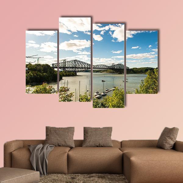 Quebec City Bridge In Canada Canvas Wall Art-4 Pop-Gallery Wrap-50" x 32"-Tiaracle