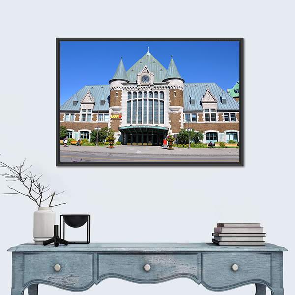 Quebec City Bus And Train Terminal Canvas Wall Art-1 Piece-Floating Frame-24" x 16"-Tiaracle