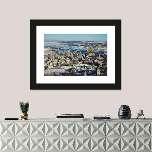 Quebec City In Winter Canvas Wall Art-1 Piece-Framed Print-20" x 16"-Tiaracle