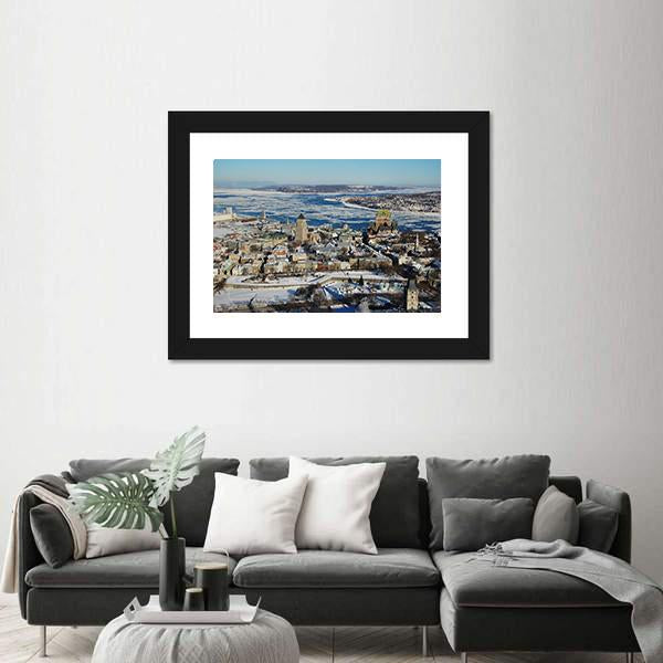 Quebec City In Winter Canvas Wall Art-5 Horizontal-Gallery Wrap-22" x 12"-Tiaracle