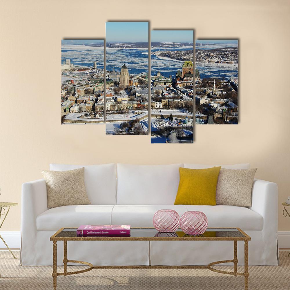 Quebec City In Winter Canvas Wall Art-4 Pop-Gallery Wrap-50" x 32"-Tiaracle