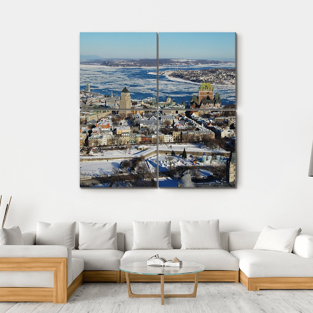 Quebec City In Winter Canvas Wall Art-4 Square-Gallery Wrap-17" x 17"-Tiaracle