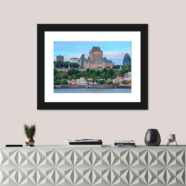 Quebec City Skyline Over River Canvas Wall Art-1 Piece-Framed Print-20" x 16"-Tiaracle