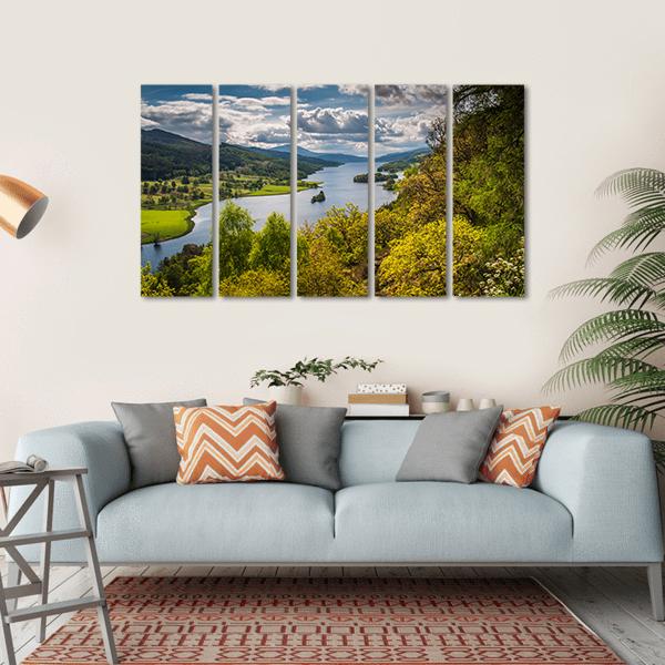 Queens View Near Pitlochry In Scotland Canvas Wall Art-5 Horizontal-Gallery Wrap-22" x 12"-Tiaracle
