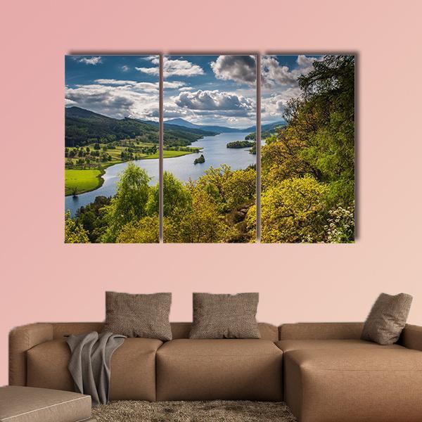 Queens View Near Pitlochry In Scotland Canvas Wall Art-3 Horizontal-Gallery Wrap-37" x 24"-Tiaracle