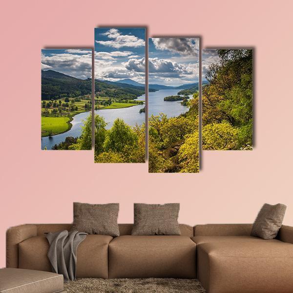 Queens View Near Pitlochry In Scotland Canvas Wall Art-4 Pop-Gallery Wrap-50" x 32"-Tiaracle
