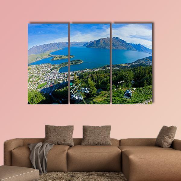 Queenstown And Lake Wakatipu Canvas Wall Art-3 Horizontal-Gallery Wrap-37" x 24"-Tiaracle