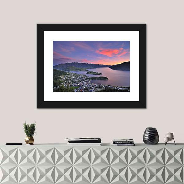 Queenstown At Dusk Canvas Wall Art-1 Piece-Framed Print-20" x 16"-Tiaracle