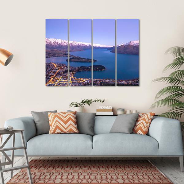 Queenstown During Sunset New Zealand Canvas Wall Art-4 Horizontal-Gallery Wrap-34" x 24"-Tiaracle