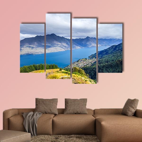Lake Wakatipu Canvas Wall Art-4 Pop-Gallery Wrap-50" x 32"-Tiaracle