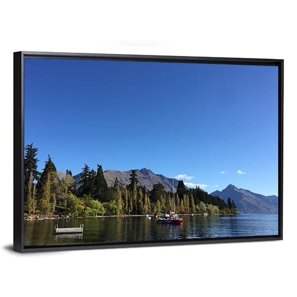 Queenstown Waterfront turquoise Crystal Clear Water Canvas Wall Art-3 Horizontal-Gallery Wrap-25" x 16"-Tiaracle