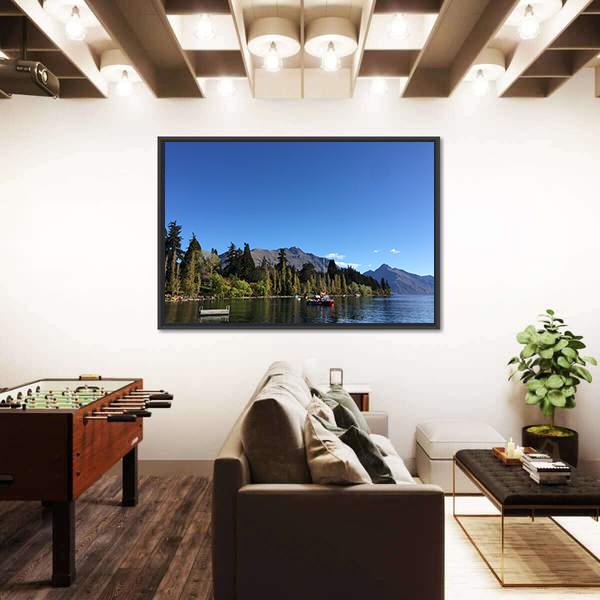 Queenstown Waterfront turquoise Crystal Clear Water Canvas Wall Art-3 Horizontal-Gallery Wrap-25" x 16"-Tiaracle