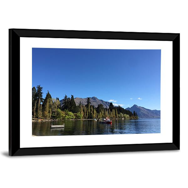 Queenstown Waterfront turquoise Crystal Clear Water Canvas Wall Art-3 Horizontal-Gallery Wrap-25" x 16"-Tiaracle
