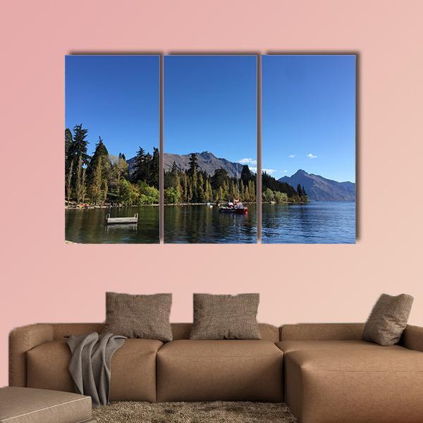 Queenstown Waterfront turquoise Crystal Clear Water Canvas Wall Art-3 Horizontal-Gallery Wrap-37" x 24"-Tiaracle
