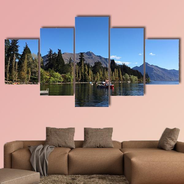 Queenstown Waterfront turquoise Crystal Clear Water Canvas Wall Art-5 Star-Gallery Wrap-62" x 32"-Tiaracle