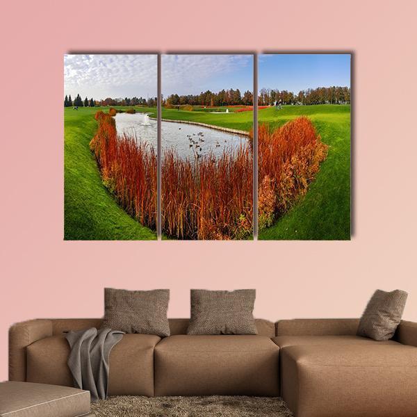 Pond &amp; Green Meadow Canvas Wall Art-3 Horizontal-Gallery Wrap-37" x 24"-Tiaracle