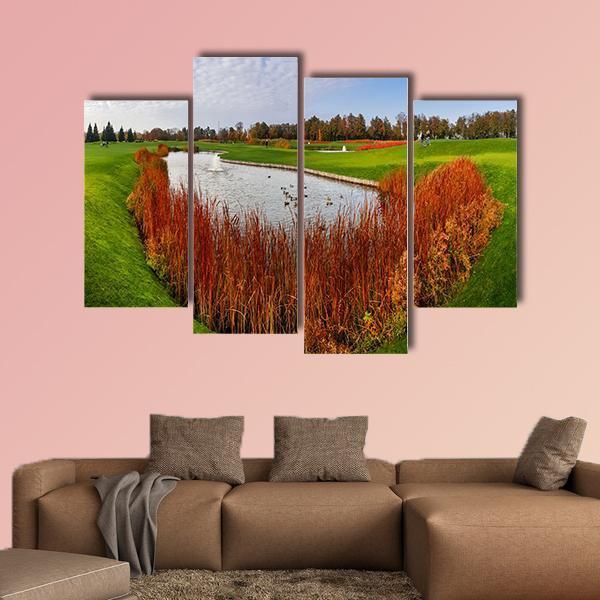 Pond &amp; Green Meadow Canvas Wall Art-4 Pop-Gallery Wrap-50" x 32"-Tiaracle