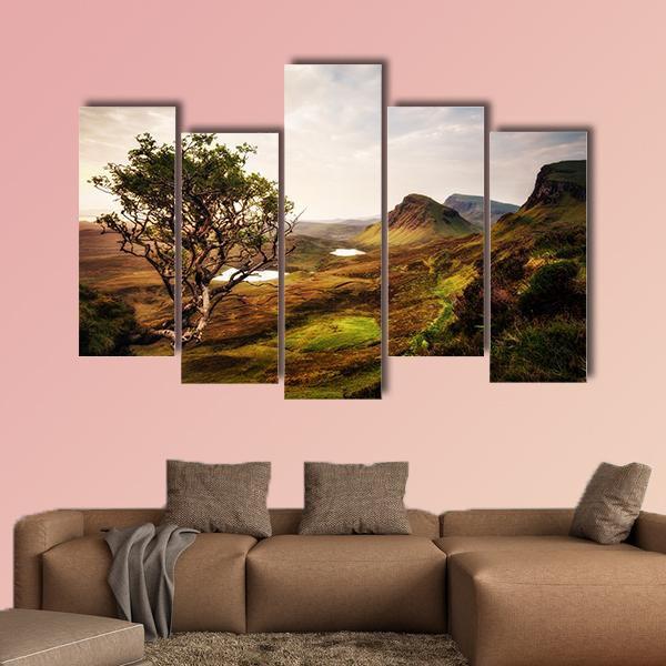 Quiraing Isle Of Skye United Kingdom Canvas Wall Art-5 Pop-Gallery Wrap-47" x 32"-Tiaracle