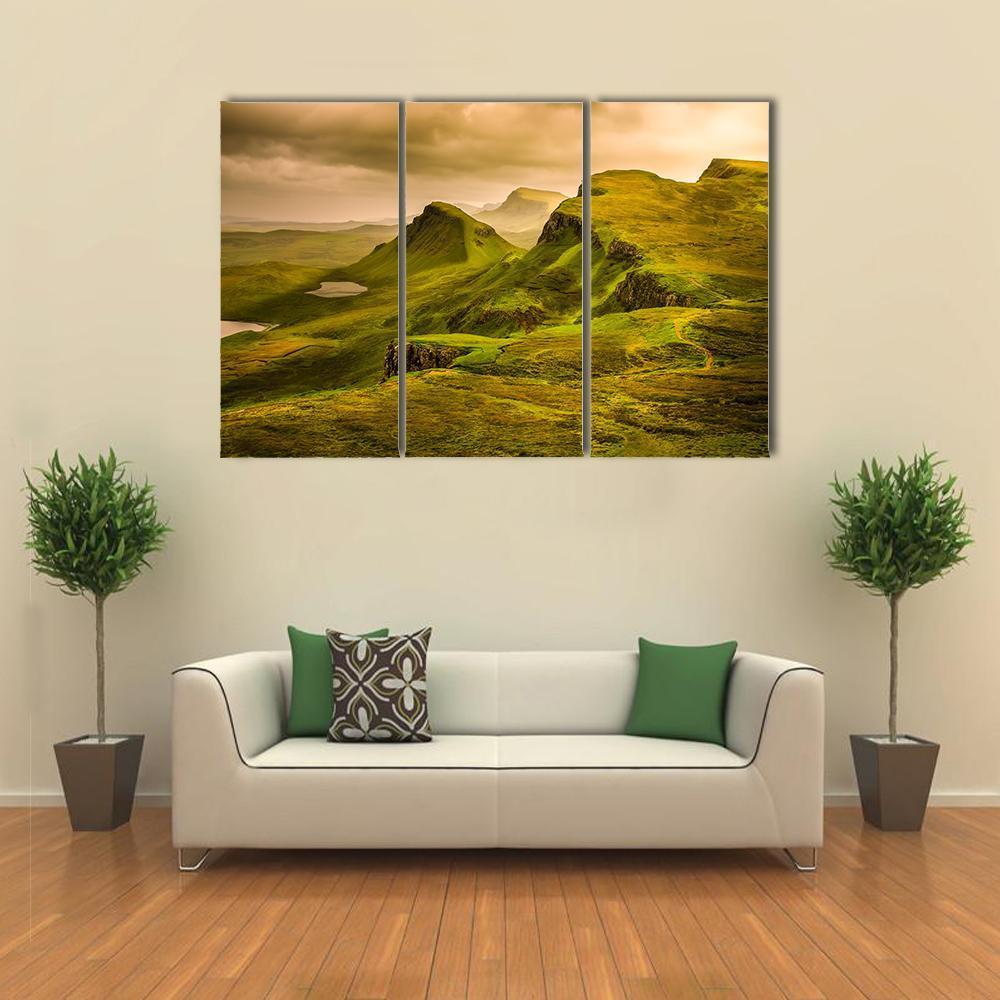Quiraing Mountains Sunset Canvas Wall Art-5 Star-Gallery Wrap-62" x 32"-Tiaracle