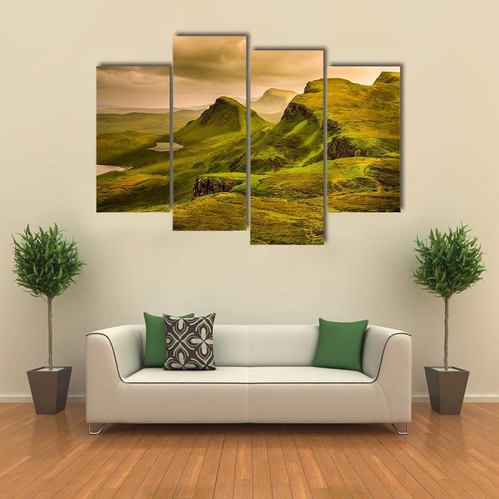 Quiraing Mountains Sunset Canvas Wall Art-4 Pop-Gallery Wrap-50" x 32"-Tiaracle